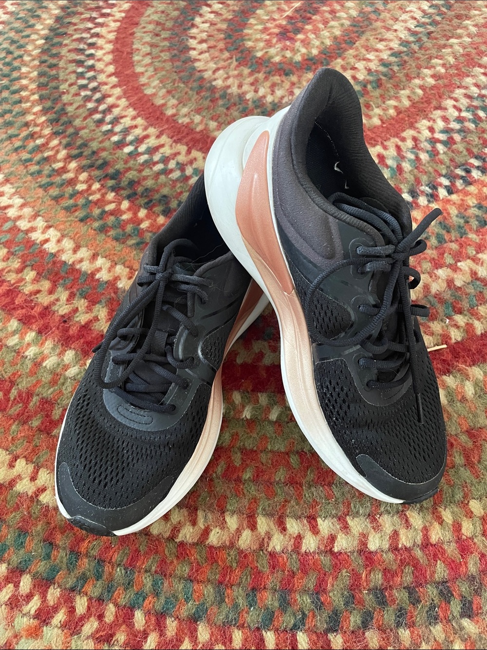 lululemon athletica Black Athletic Sneakers with Rose Accent
